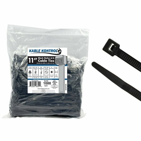 Kable Kontrol Cable Zip Ties 11" Inch Long - UV Resistant Nylon - 50 Lbs Tensile Strength - 1000 pc Pack CT221